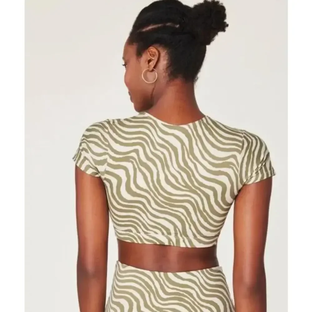 Andie Sorrento‎ Swim Top Bias Stripe Olive Women's X-Small Summer Beach Vacation